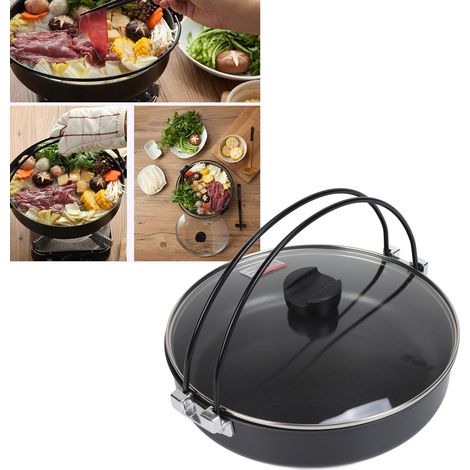 Casserole Japonaise 26,9 cm en Alliage d'Aluminium Multifonction Antiadhésive avec Couvercle pour Marmite et Sauce