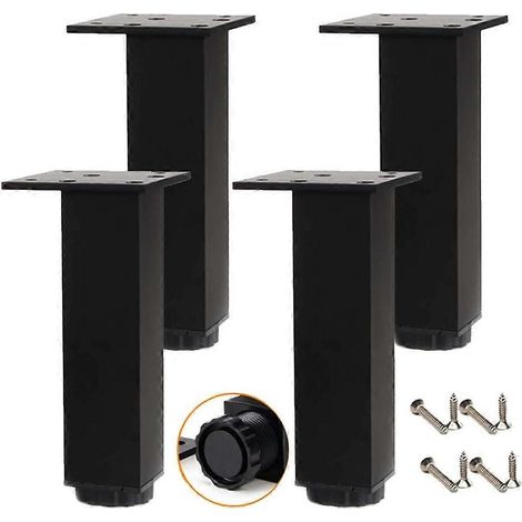 Pieds de meubles réglables, pieds de table en métal, pieds de table de cuisine, pieds de meuble TV en alliage d'aluminium, pieds de meuble, rehausseurs de meubles (10 cm/3,9 pouces). (1/5)