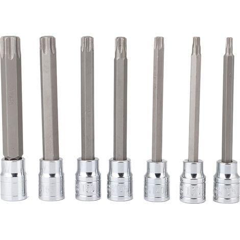7 pièces coffret douilles à embout étoile Torx extra longues carré 3/8 pouce (1/5)
