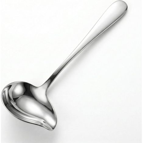 Louche Inox, Louche à Sauce en Acier Inoxydable, Cuillère Saucier Ergonomique avec Bec Verseur, Petite Louche de Cuisine, Ustensiles pour Soupes, Sauces et Condiments, Taille Moyenne (1/4)