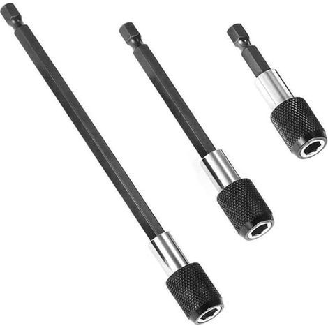 3PCS Porte-Embout de Tournevis Magnétique à Tige Hexagonale 6.35mm Barre d'Extension Adaptateur Tige Hex à Dégagement Rapide Pour Vis, Écrous et Tout Foret et Tournevis à Main 60/100/150mm (1/4)