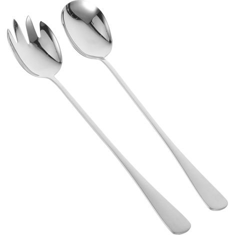 Cuillère + fourchette service inox longues, poignée ergonomique robuste pour buffet, hôtel ou restaurant (1/5)