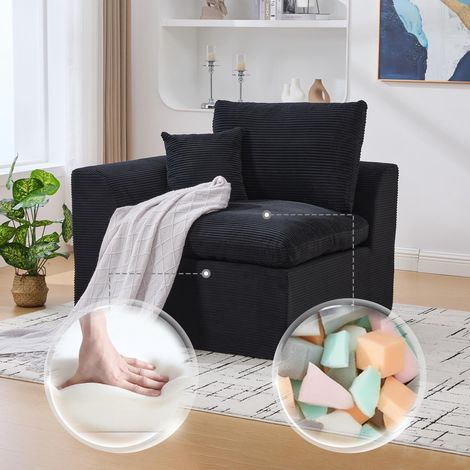 Canapé minimaliste moderne en tissu, canapé une place pour salon, fauteuil moelleux et confortable avec coussins. Disponible avec coussins. Canapé de détente de style nordique. Il est recommandé d'ach