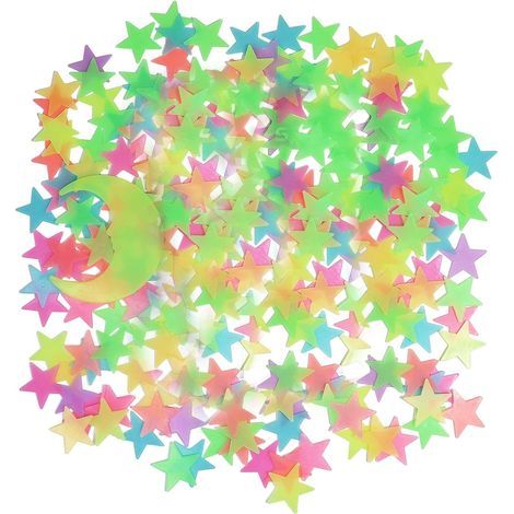 Autocollants fluorescents 3D200étoiles colorées+2Un croissant de lune (1/5)