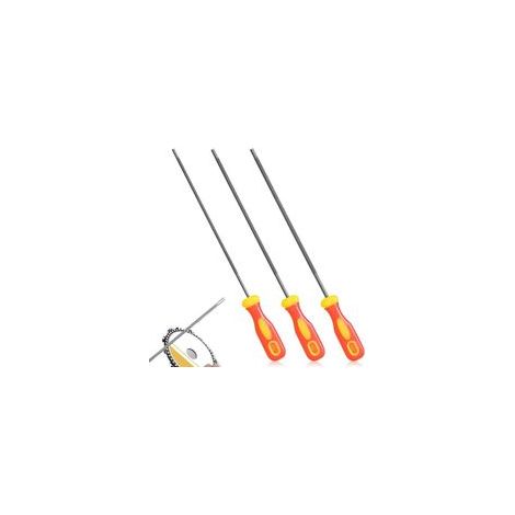 Paquete de 3 limas de tronçonneuse, limas de tronçonneuse, accesorio de cadena de tronçonneuse con poignées, fácil de tener, 3 colas de 4,0 mm, 4,8 mm, 5,5 mm, para tronçonneuses (rojo amarillo)