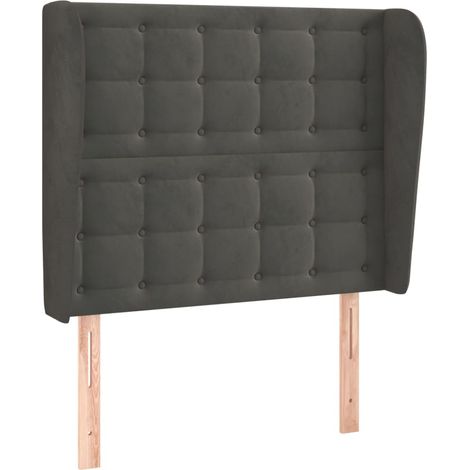 Cabecero complemento de dormitorio mueble tapizado con barandilla 103 x 23 x 118/128 cm tejido terciopelo gris oscuro TDL0205044 (1/5)