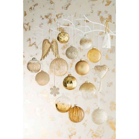 Lot de 4 Boules de Noël "Verre Épais" 10cm Transparent & Or (1/2)