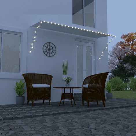 Store banne rétractable avec éclairage LED, 350 x 150 cm, crème