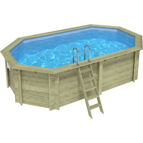 Piscina in legno Nemo 5.79x3.49 - H.1.45 m su telaio senza cementazione - BAS7304OSPU