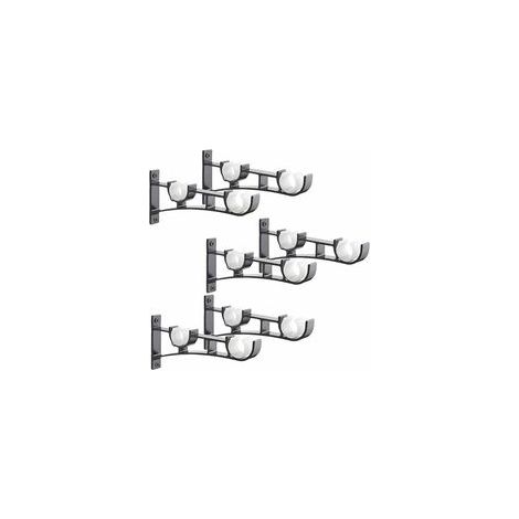 Support de tringle à rideau en aluminium – Lot de 6 – Capacité jusqu'à 50 kg – Design antidérapant pour tringles de 25 à 28 mm (1/5)
