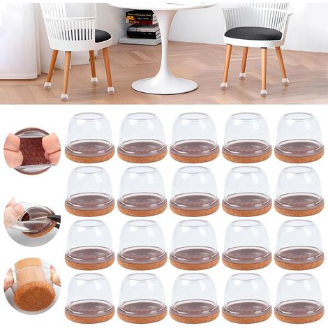 Chair Leg Protectors 36-56mm, Chair Leg Covers, 32 Pieces 2 Inch Round Transparent Non-Woven Fabric Furniture Cups for Chair Legs, Smooth Movement (1/5)