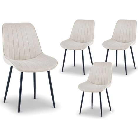 Lot de 4 chaises en tissu beige LOREVA (1/5)