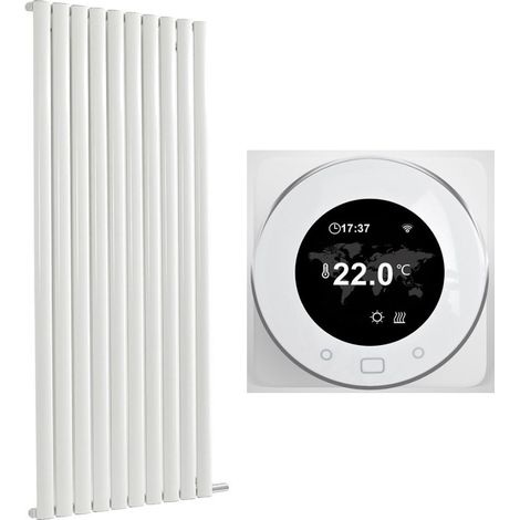 Hudson Reed Vitality Ardus - Radiateur Électrique à Inertie Sèche avec Thermostat Wi-Fi - Blanc - 178cm x 59cm (1/5)