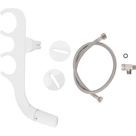 Lunette de WC bidet ultra fine, fixation à double buse autonettoyante, lavage féminin et postérieur, raccord en T 3/8 pouce (1/5)