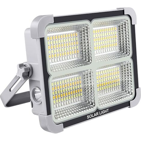 150W 288Leds Rechargeable LED Floodlight Portable LED Lamp with Solar Panel 5 Lighting Modes IP65 Waterproof USB Work Lantern for Camping, Fishing, Construction Site, Garage, Workshop (1/5)