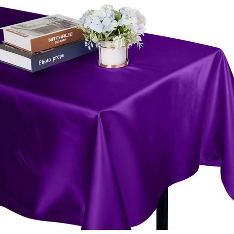 Rechteckige Satintischdecke 2er-Pack 145 cm x 259 cm Rechteckige Polyestertischdecke Weich und knitterfrei Glatter Stoff Waschbar Geeignet für (1/5)