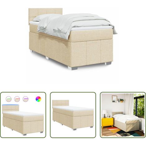 Matratze - Boxspringbett mit Matratze Creme 90x200 cm Stoff (1/5)