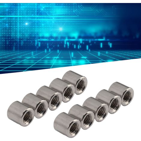 Jeu de 50 écrous cylindriques à filetage intérieur M61.0-10-L10mm en acier inoxydable 304 (1/5)