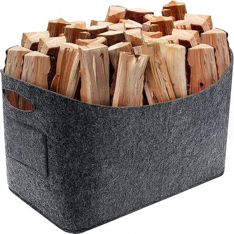 Sac en feutre pour bois de cheminée, panier à bois de cheminée, accessoires de cheminée (50x25x25cm) (1/5)