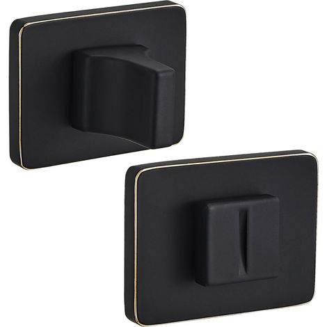 Letrero rectangular para puerta de baño con roseta negra y dorada (1/3)