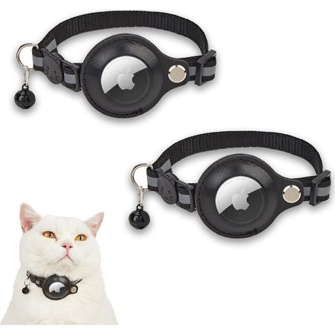 2 X Collier pour Chat Anti-étranglement Compatible avec Airtag avec Protecteur et Cloche, Réfléchissant GPS Chat Réglable pour Toutes Les Tailles de Chats (1/5)