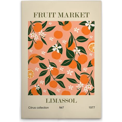Leinwandbild Retroschild Mandarinen M1-No.51723 - Kunstdruck auf Leinwand in Beige Orange - Wandbild 30 x 45 cm (1/5)