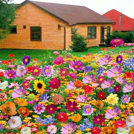 5000 graines de fleurs sauvages mélangées, faciles à cultiver, fleurs colorées, attirent les abeilles et les papillons, floraison en toutes saisons