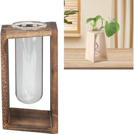 Hydroponisches Terrarium-Set für die Wohnung, Glasrohr, Kiefernholz, Kiefernholz & Glas, 18 cm, 1 Rahmen, 1 Reagenzglas (1/5)