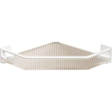 Etagère de Douche Angulaire en Acrylique Blanc, 32x23x4.8cm, Installation Sans Perçage, Grande Capacité (1/5)