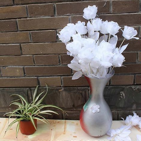 Bouquet de roses artificielles noires en soie, style gothique, pour salon (1 pièce).blanc (1/5)