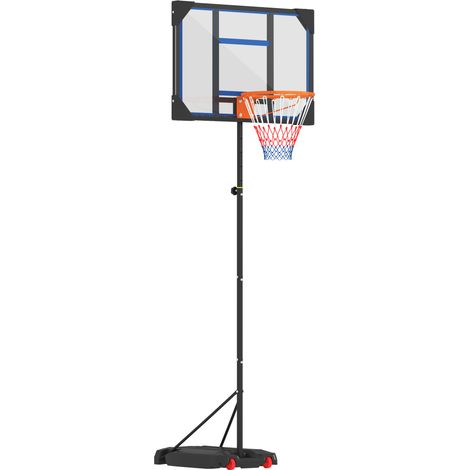 Panier de basket pour enfants, hauteur réglable de 210-260 cm extérieur et intérieur avec roues, base de lestage, bleu