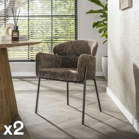 Fauteuil de table taupe dossier rond (lot de 2) GALWAY (1/5)
