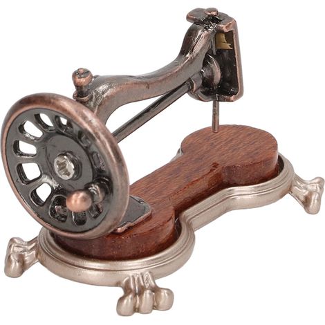 Puppenhaus-Nähmaschine für Kinder, Mini-tragbare, echt niedliche Miniatur-Handnähmaschine aus Metall für Puppenhäuser im Maßstab 1:12 (1/5)
