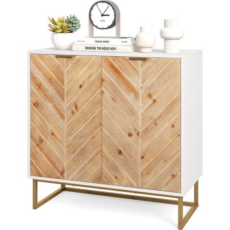 Sideboard mit 2 turen kuchenschrank mit regal buffetschrank modern mit metallbeinen wei 80 x 40 x 80 cm