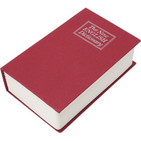Buchsafe mit Schlüsseln, aus Edelstahl gefertigt, verbirgt ein buchförmiges Geheimnis, ideal für Zuhause, Büro, Geschäft, Schule oder Studentenwohnheim (rot). (1/5)