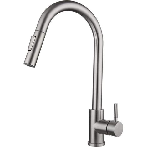 Robinet de cuisine extractible en acier inoxydable - conception polyvalente et durable, adaptée à votre évier de cuisine. (1/5)