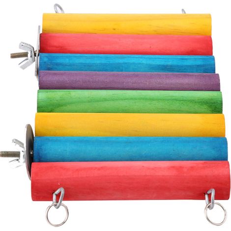 Balançoire en bois colorée pour hamster, perroquet et écureuil (pont-tremplin) (1/5)