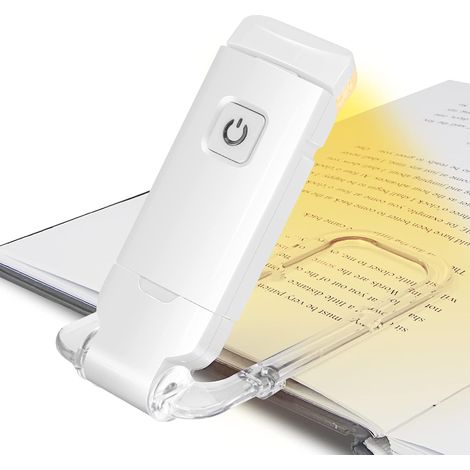 Lampe de Lecture USB Liseuses LED Rechargeable avec Lampe de lecture pour lire au lit Pince 3 Niveaux Luminosité Réglable Pliable mini clip lampe Blanc (1/5)