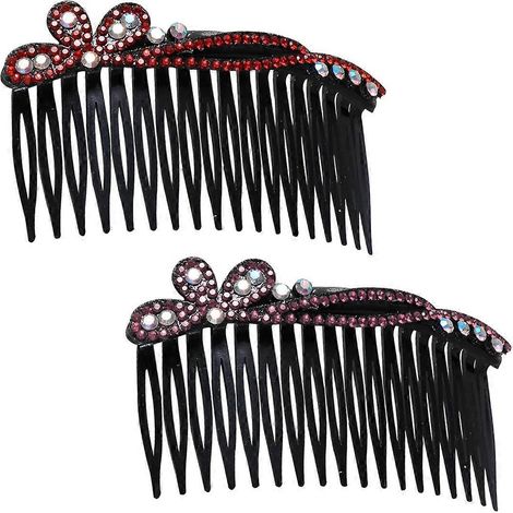 Lot de 2 peignes à cheveux en plastique avec strass, pinces latérales antidérapantes pour frange (style aléatoire) (1/2)