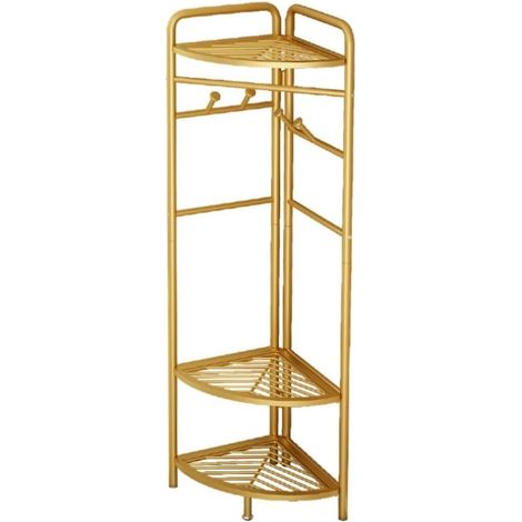 Freestanding coat rack with a sturdy corner design, ideal for entryway, hallway, bedroom and office, Gold 42 x 32 x 174 cm (1/5)
