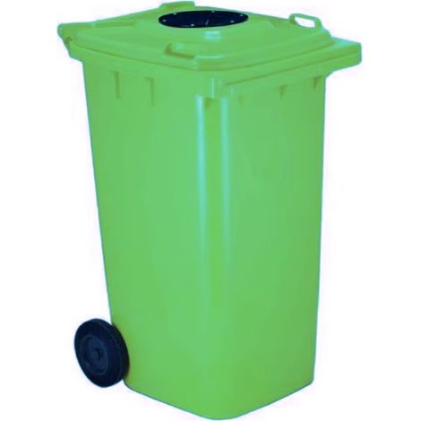 Bidone Immondizia con Ruote e Bocca per Bottiglie Vetro Verde 240 Litri (1/2)