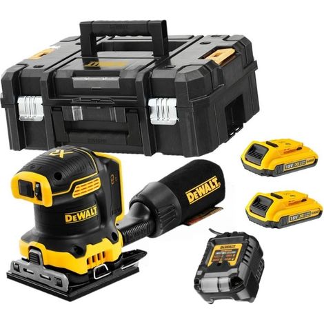 Dewalt DCW200D2 Ponceuse vibrante sans fil 18 V 108x115 mm + 2 x 2,0Ah Batteries + Chargeur + Coffret T-STAK