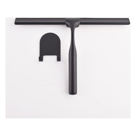 Raclette de Douche en Acier Inoxydable avec Crochet à Ventouse Solide pour Salle de Bain,Cuisine,Miroir,Voiture,fenêtre et Verre,25,4 cm,Noir.