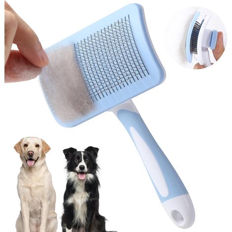 1 - Brosse Toilettage - Peigne Autonettoyant - Épilation Poils Morts Et Massage - Pour Chiens Et Chats - Bleu (1/5)