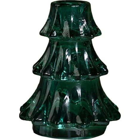Bougeoir de Noël vert style vintage - KAGOLOW - Pour bougie longue - Forme sapin de Noël - Sculptures 3D (1/5)