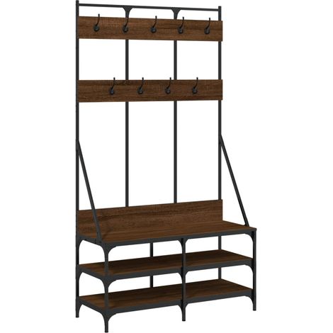 Maison Exclusive - Appendiabiti con Porta Scarpe Rovere Marrone 100x40x184 cm