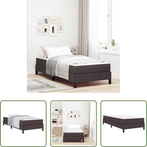 Matelas à ressorts - Lit à ressorts avec matelas Marron foncé 90 x 190 cm tissu (1/5)