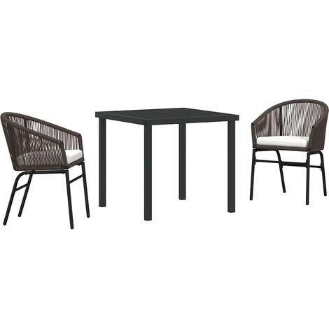 Ensemble de salle à manger pour jardin 3 pcs,Salon de jardin Marron Poly rotin CFW53690 (1/5)