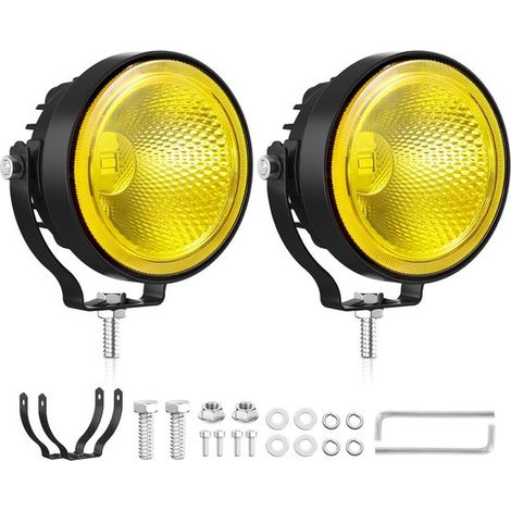 2 unidades de luces de trabajo LED redondas de 4 pulgadas，60 W，12 V/24 V，color amarillo，IP68，aptas para motocicletas，camiones y agricultura (1/5)
