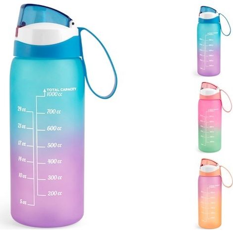 Motivationsflasche 1 L aus PC in bunten Farben